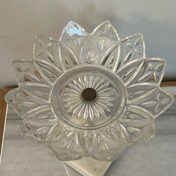 Crystal Cut Glass Dish Marble Pedestal Made In Italy Vintage - Picture 2 of 8